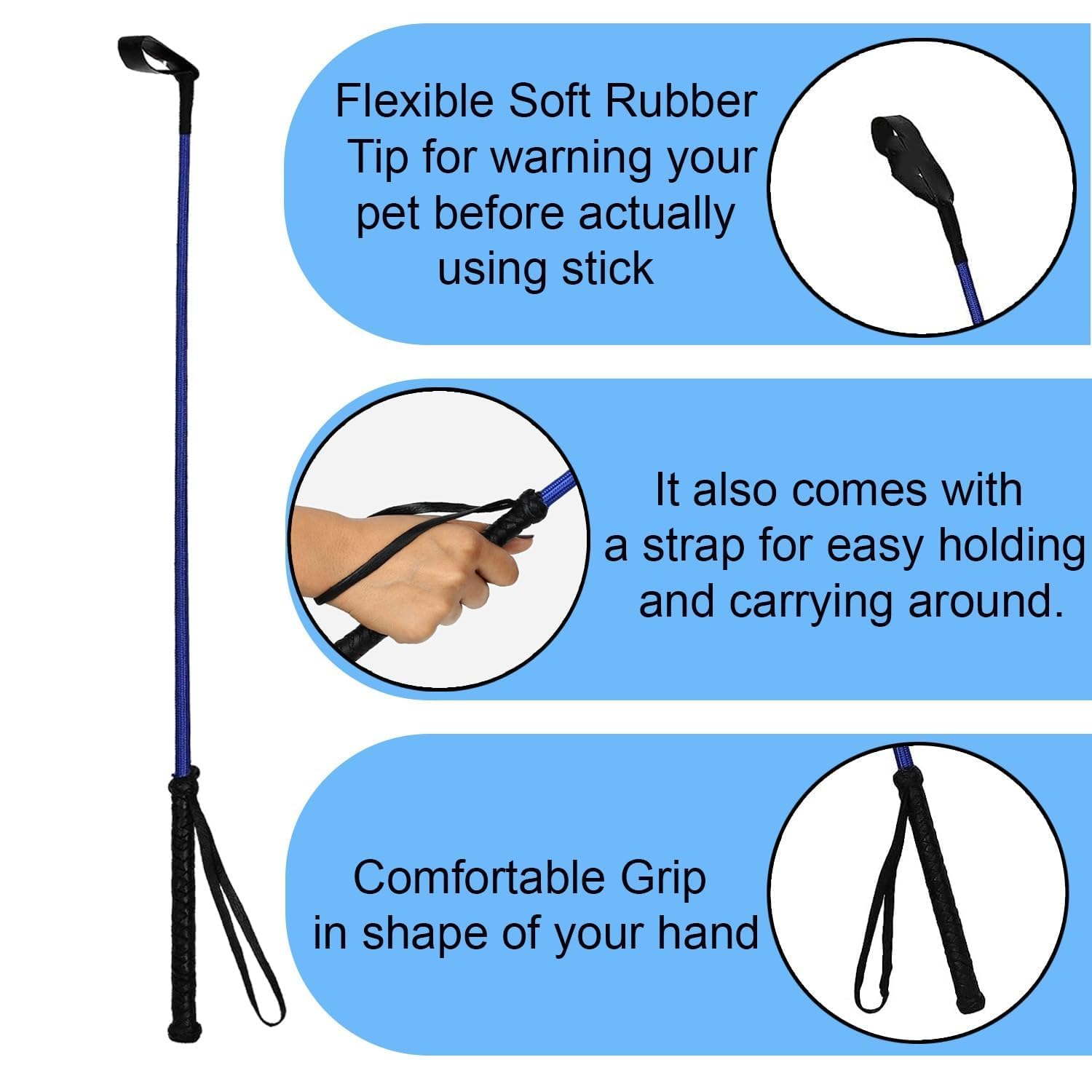 The Pets Company Dog Training Kit for Dogs and Puppies | Dog Training Clicker with Wrist Strap and Hunter Walking Stick for All Breeds Size Dogs (Color May Vary) (Training Stick & Training Clicker) 4