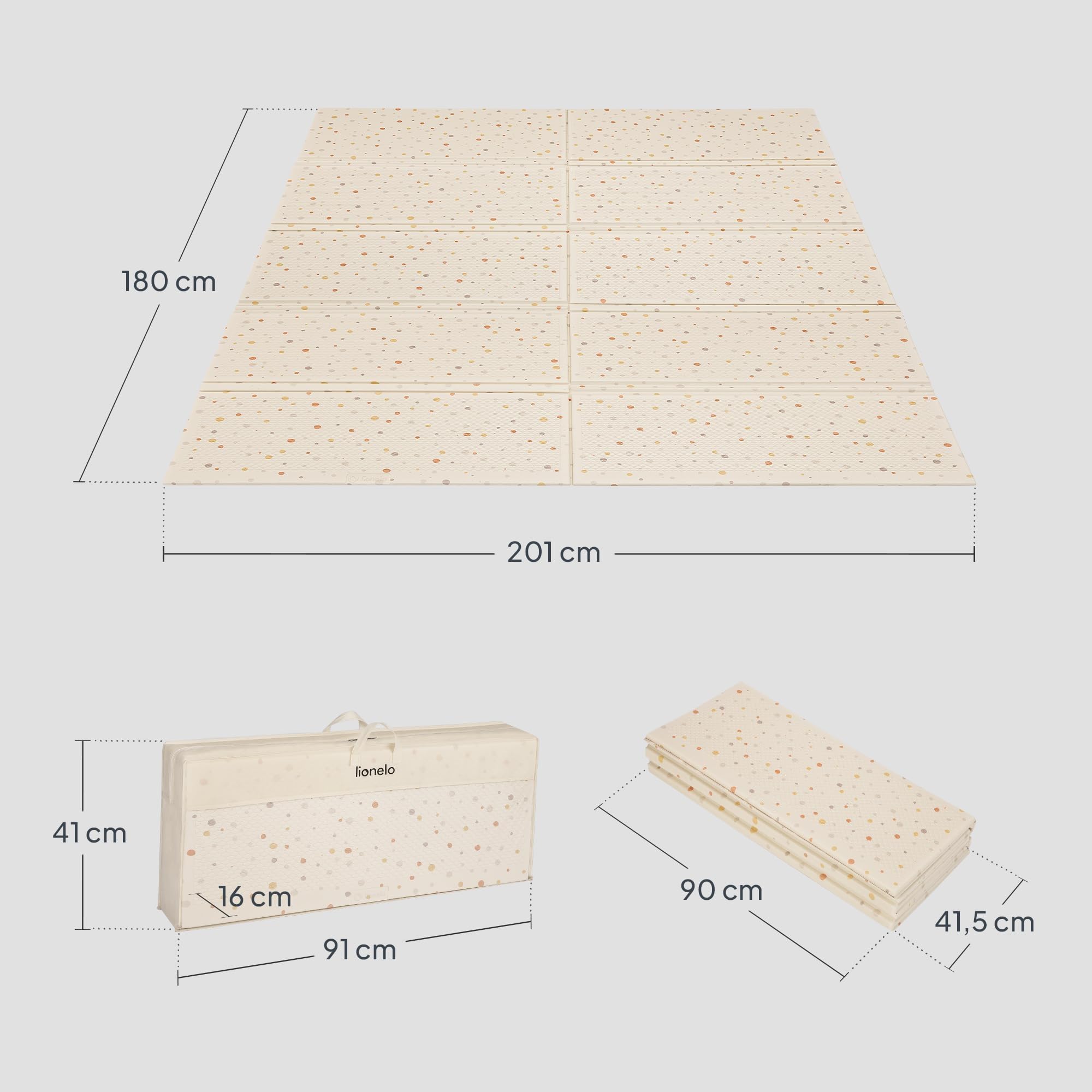 lionelo Zora – Alfombra Infantil Plegable de Espuma XPE 180×201×1,5 cm, Gruesa, sin sustancias nocivas, de Doble Cara, Antideslizante