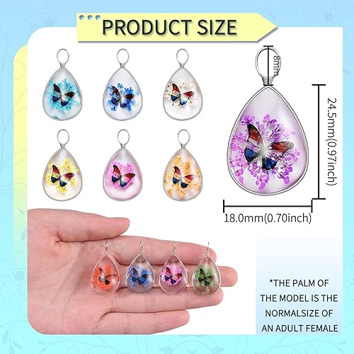 Miniatura 2 de 10 piezas de resina seca flor colgante mariposa encanto mezcla encaje planta transparente prensado flor flor cuentas de vidrio para bricolaje collar