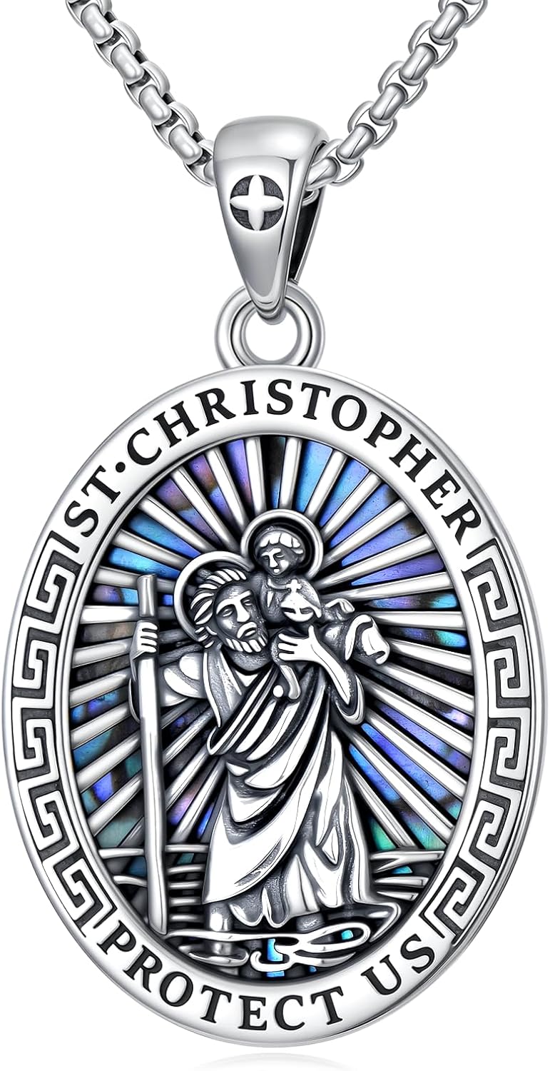S925 Sterling Silver Necklace for Men Dragon/Cross/st Christopher Jewelry Gifts for Women Her