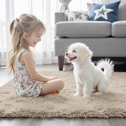 Miniatura 2 de Alfombras para dormitorio, de 4 x 6 pies, alfombras para sala de pelo, alfombra grande de felpa suave, alfombras peludas para sala de estar, niños y