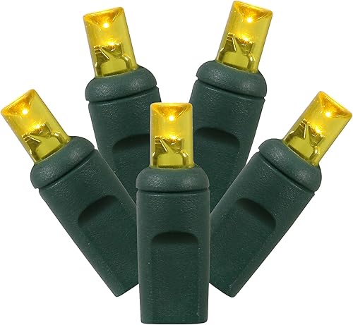 Vickerman Luz de gran angular amarilla LED de 100 en el cable verde, 50' filamento ligero del molde de la Navidad