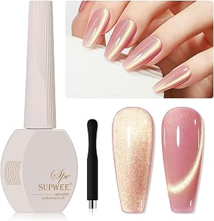 Pink Cat Eye Gel Nail Polish,Magnetic Glitter Cateye Gel Polish Holographic Shimmer Gel Polish Cat Eye Effect with Magnet Soak Off U V Gel Salon DIY at Home, 0.5 OZ
