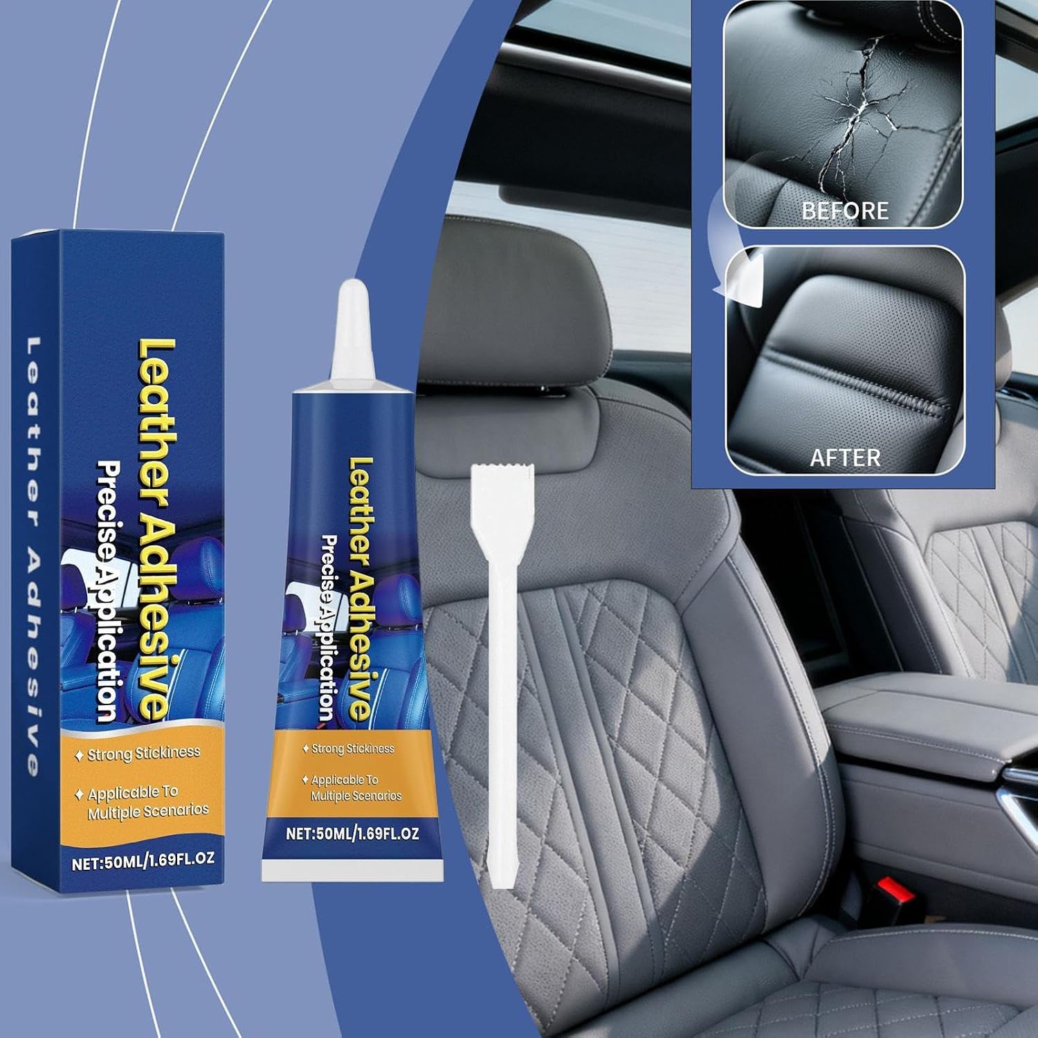 Leather Glue Adhesive - Fast Curing Bond, Fine-Tip Sealant with Strong Hold, Artificial Repair with Flexible Finish, Craft Repair Accessory, Fixing Supply Sofa Jacket Furniture for Homeowners