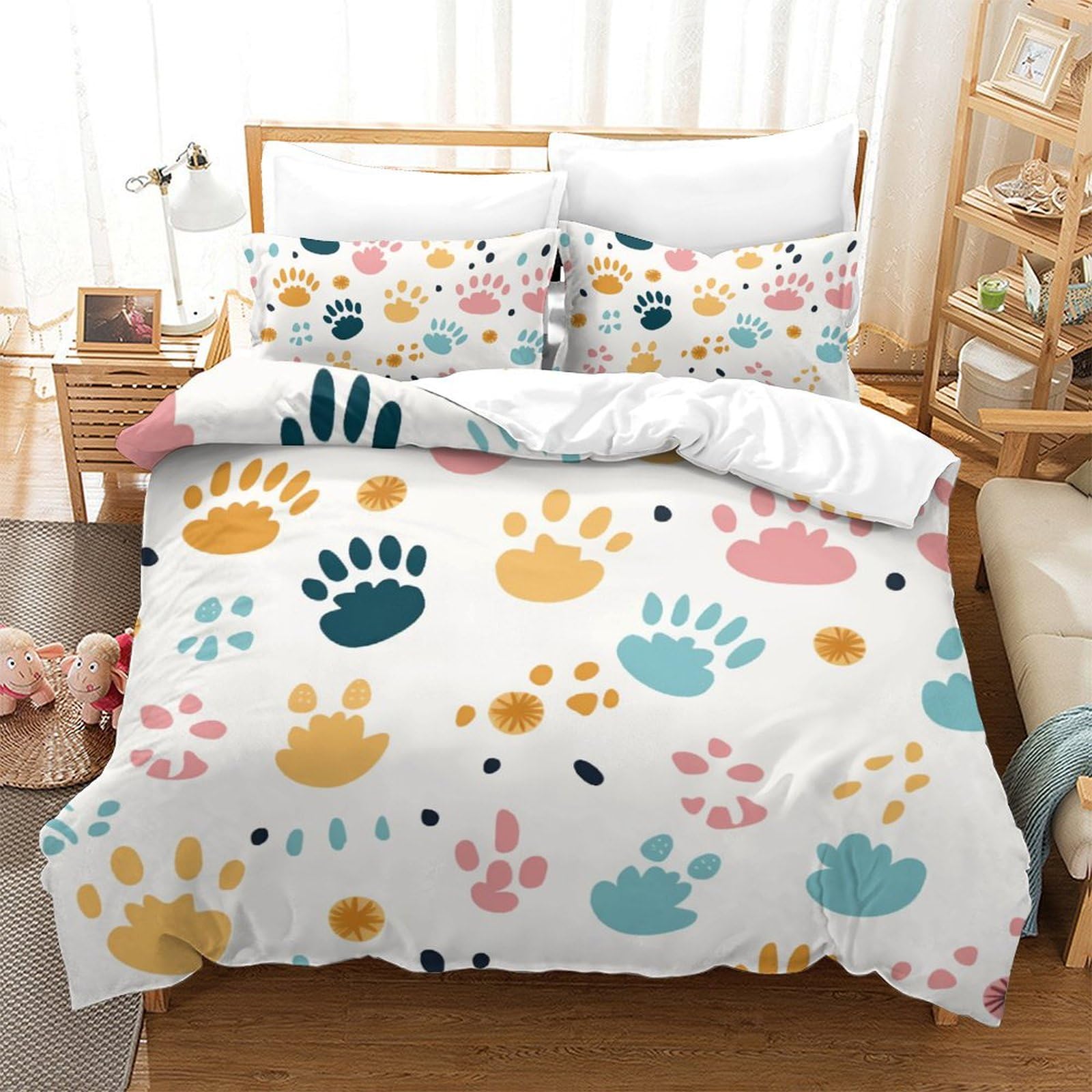 Housse de couette lit king imprimé chien pour une chambre d'ado accueillante