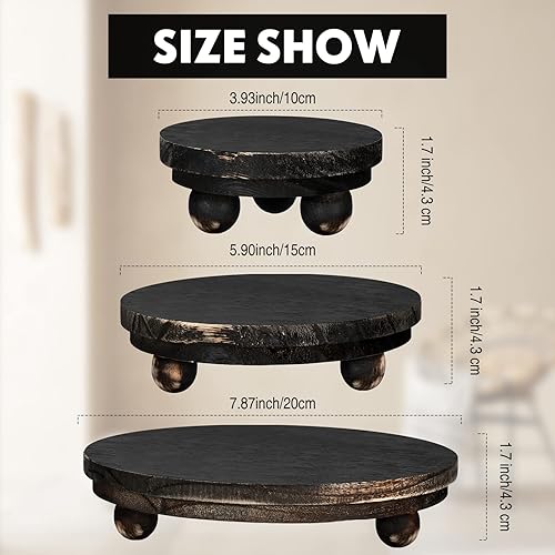 Miniatura 9 de Amyhill 3 elevadores de madera de 5/4/3 pulgadas para exhibición, soporte de pedestal de madera, mini soporte redondo de madera, soporte de pedestal