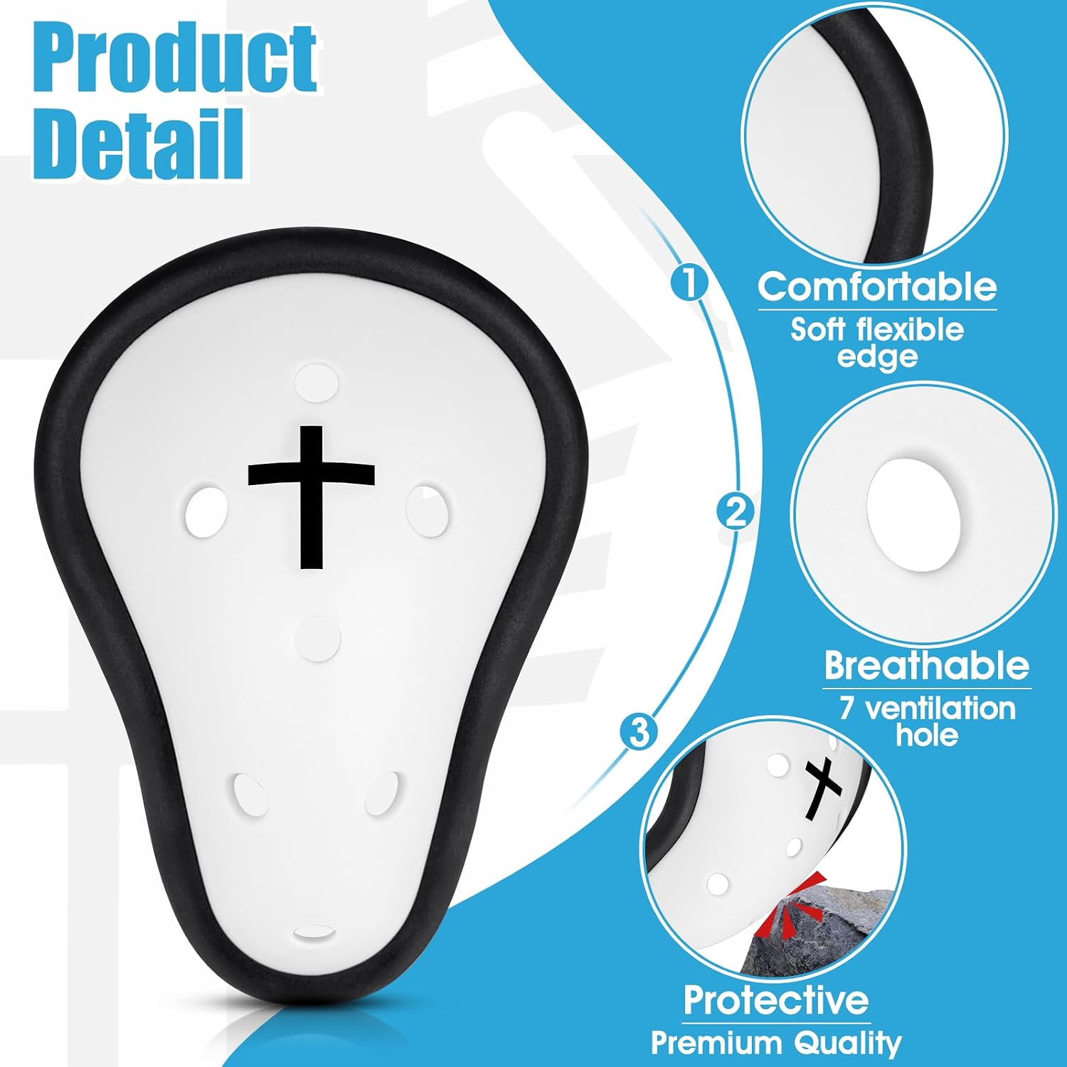 Athletic Cup Support Football Baseball Cup Protective Supporter Sports Protection for Rugby Comfort Fit MMA Lightweight with Cross Design