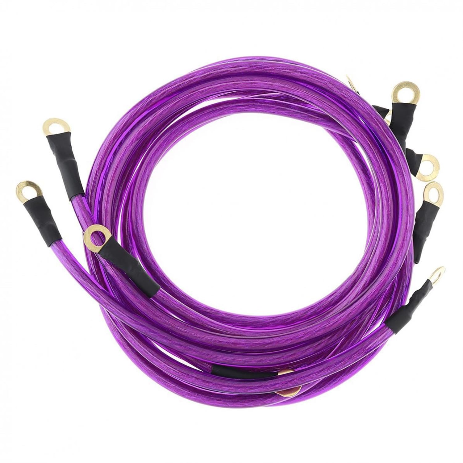 JCZD 5 Point Car Universal Earth Ground Cables Grounding Wire System Kit High Performance Improve Power for Car Truck (Purple)