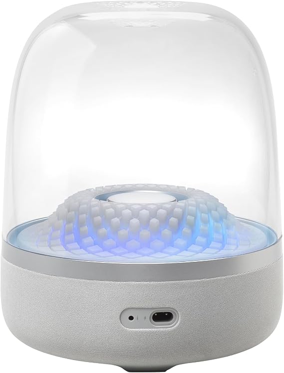 Harman Kardon AURA STUDIO 4 Wireless Bluetooth Speaker/Ambient Lighting/Built-in Subwoofer/Multi-point/Powered by Power Cable/Equipped with 3.5mm Analog Input/Made with Recycled Materials/Grey