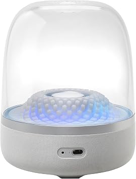 Harman Kardon AURA STUDIO 4 Wireless Bluetooth Speaker/Ambient Lighting/Built-in Subwoofer/Multi-point/Powered by Power Cable/Equipped with 3.5mm Analog Input/Made with Recycled Materials/Grey