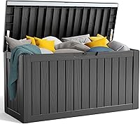OutdoorLivingPerfected 90 Gallon Waterproof Resin Deck Box - Lockable Black Patio Storage for Tools, Cushions, Garden Gear
