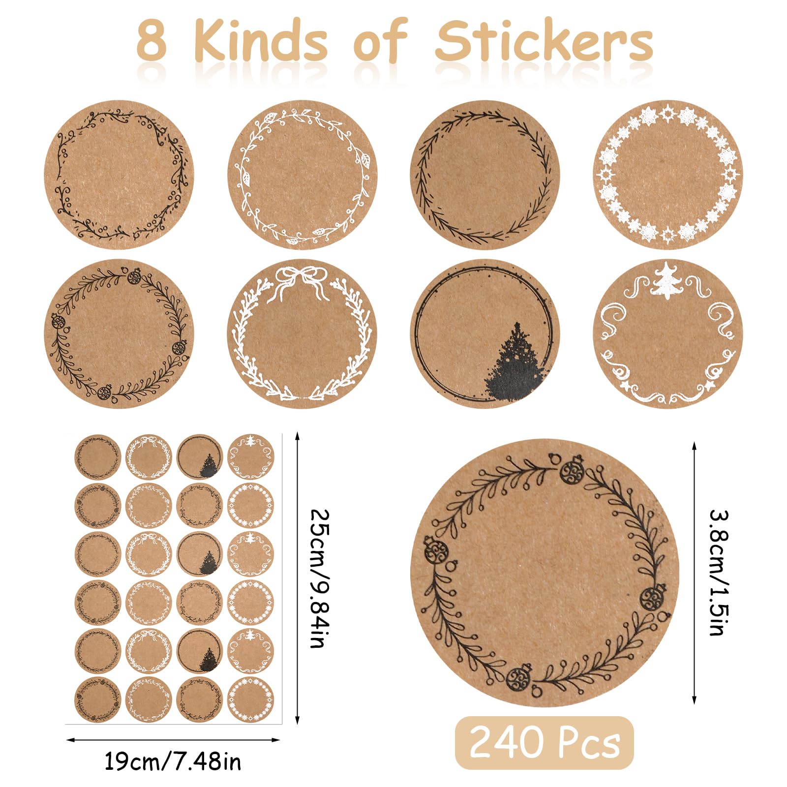 Kraftpapier Aufkleber 500 Stück | 38mm Rund | Selbstklebend | Für Marmeladengläser & Geschenke