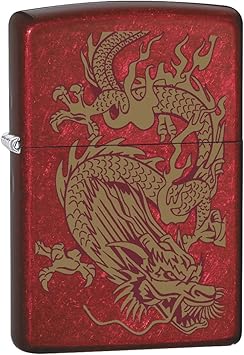 Zippo Lighter Golden Dragon - Candy Apple Red 79095