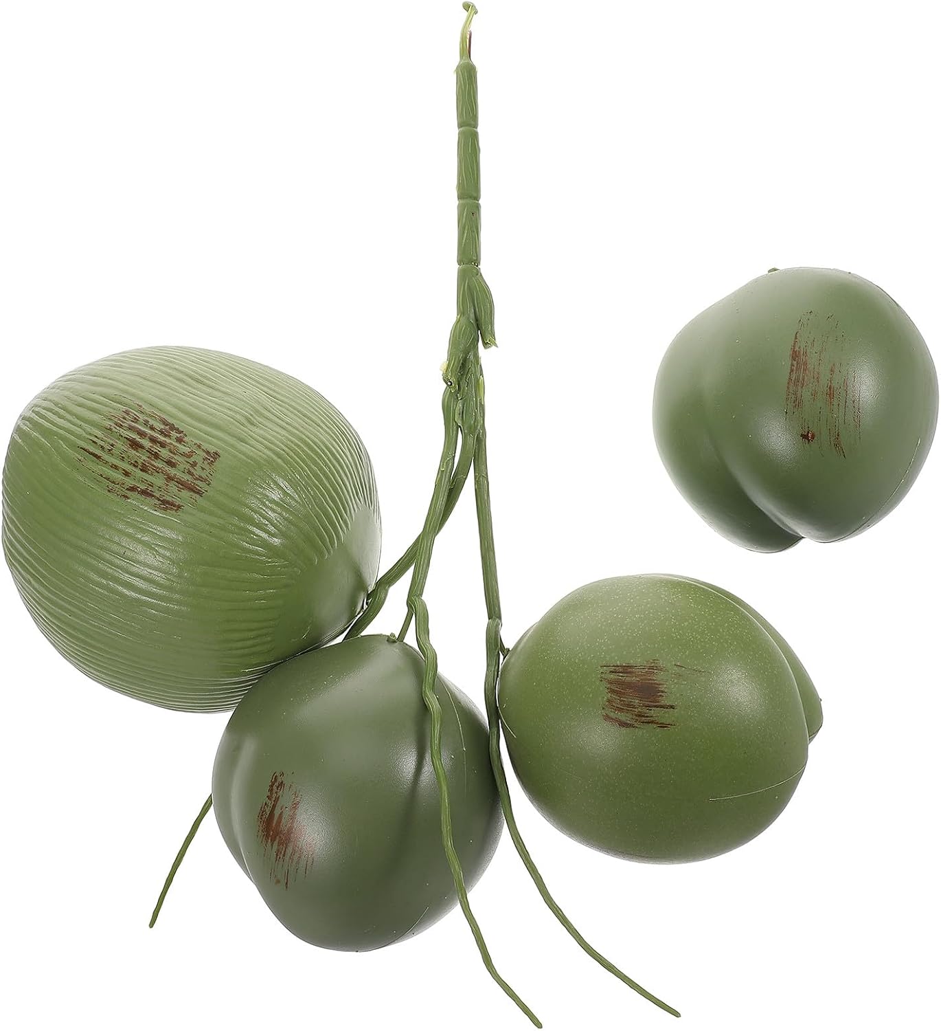 Realistic Plastic Coconut Model Set 3pcs Faux Coconut Cluster Lightweight Artificial Fruit Decor Tropical Party Luau Wedding Photo Props Home Decoration