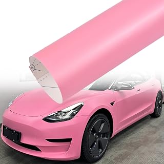Matte Pink Car Vinyl Wrap Film Charming Pink Satin Finish Self Adhesive DIY Car Body Film for Vehicle Interior Exterior Decoration, 59.84" x 23.62"