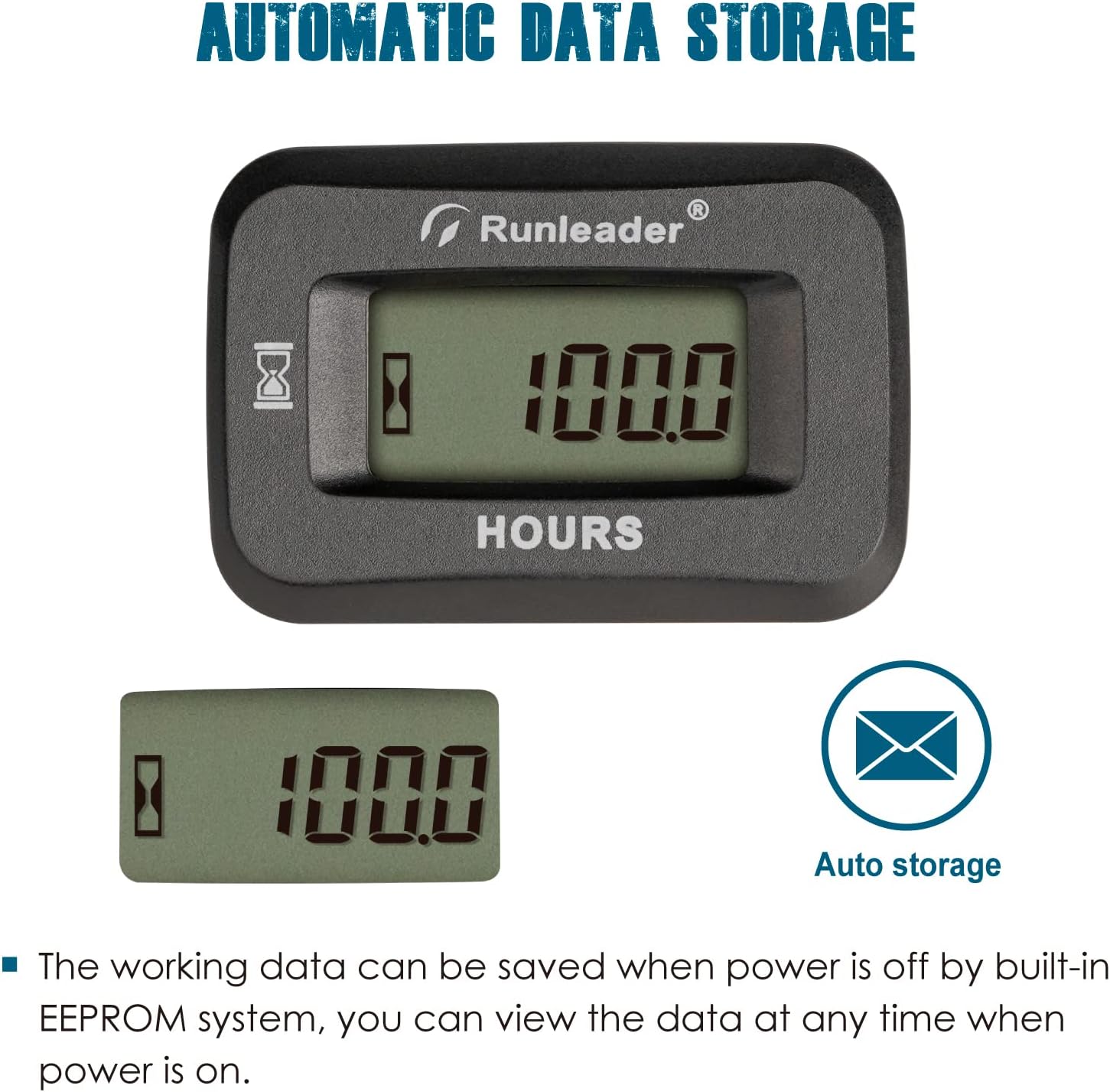 Runleader Digital Hours Counter,Volt.DC 5V to 60V, 50 Hours Maintenance Reminder for Garden Tractor Generator Compressor ATV Outboard Motor Golf Cart Forklift Snowblower.