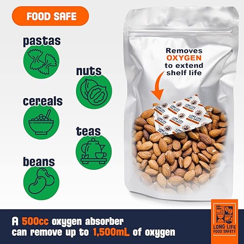 Miniatura 6 de Absorbentes de oxígeno de 3000 cc y 500 cc para almacenamiento de alimentos  3 veces la capacidad de absorción de oxígeno  Extiende la vida útil y