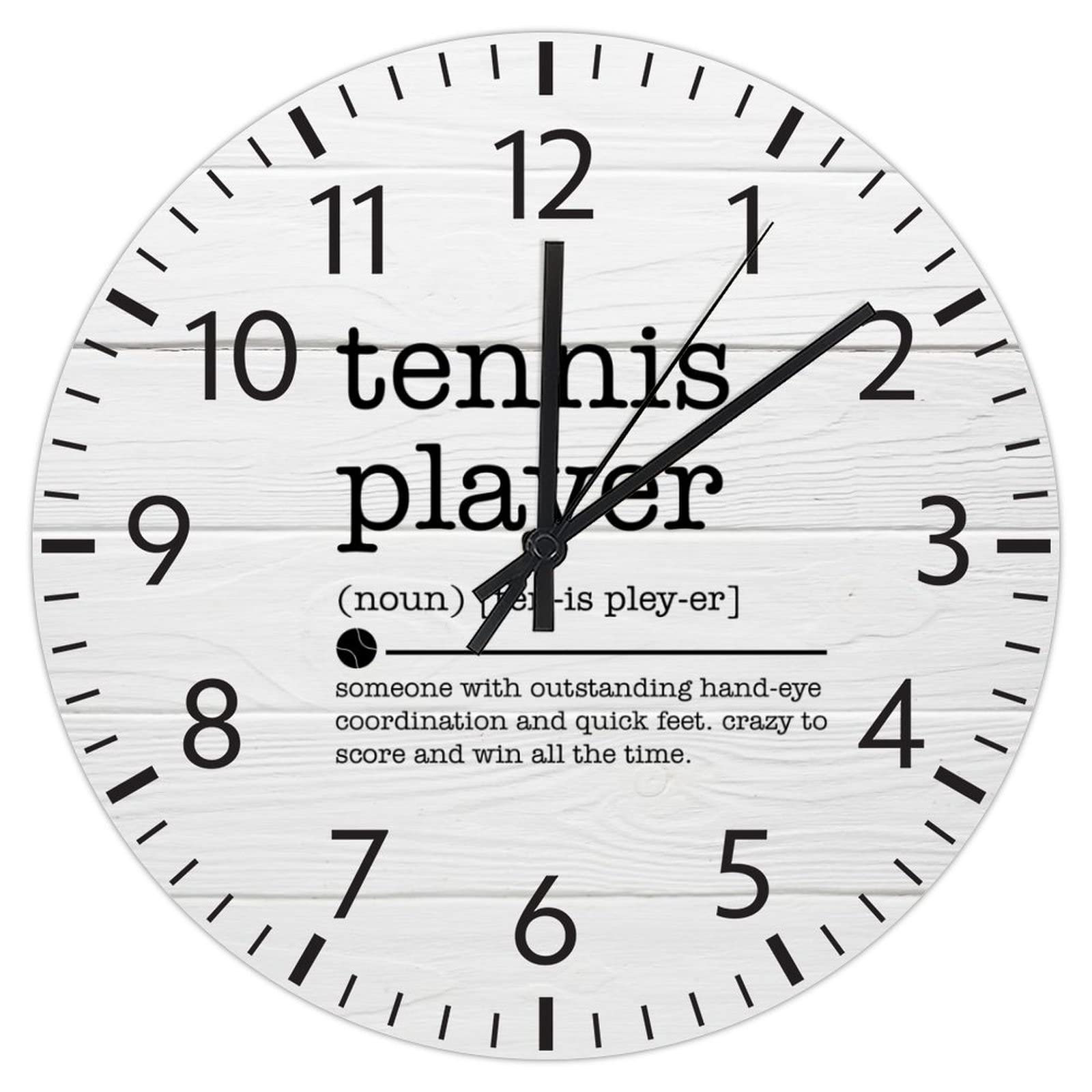 Horloge murale tennis silencieuse chiffres lisibles pour chambre
