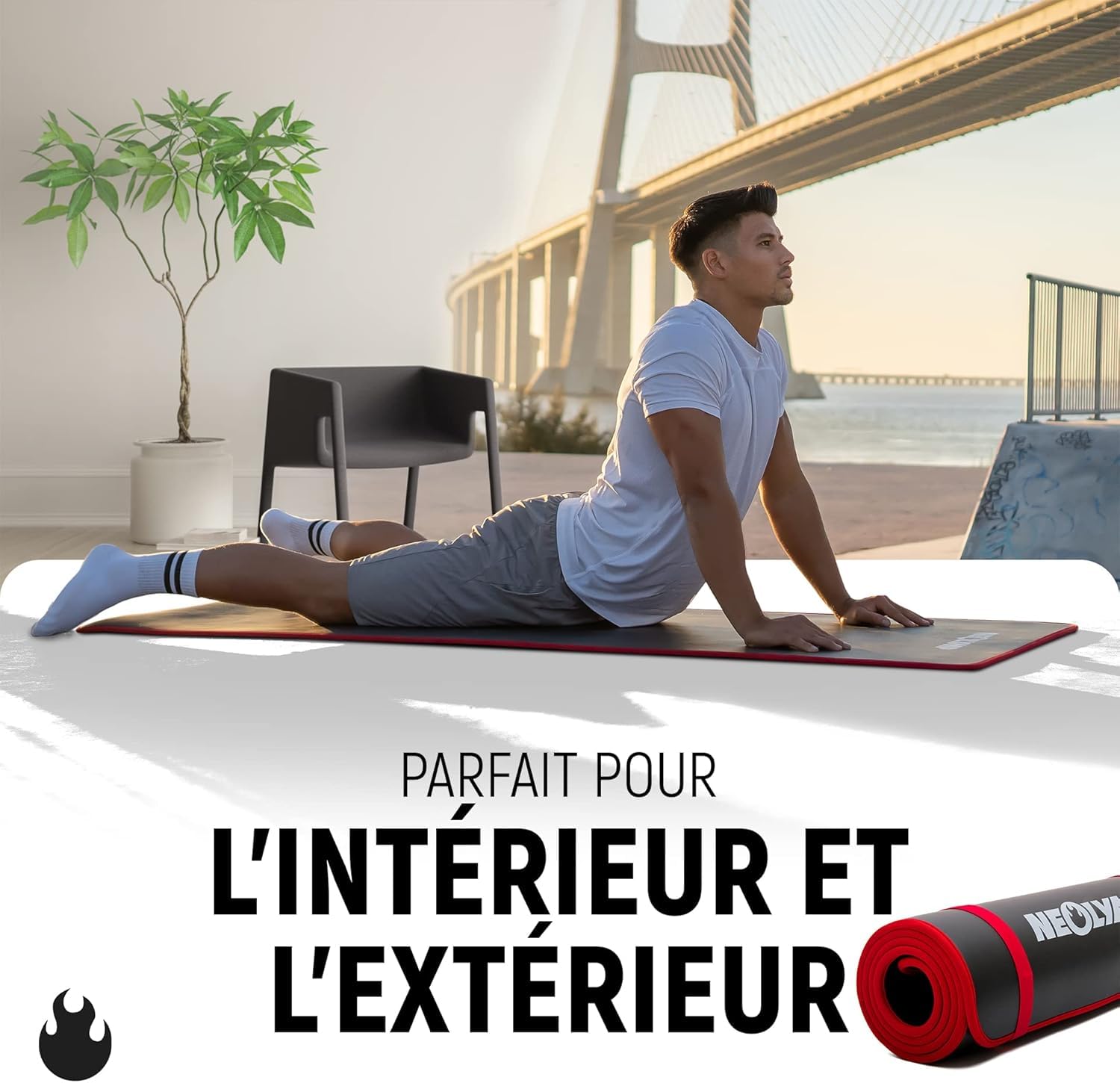NEOLYMP Tapis de Fitness Extra épais et antidérapant avec E-Book Fitness et Sangle de Transport - Tapis de Pilates, Tapis de Yoga, Tapis de Sport, Tapis de Gymnastique