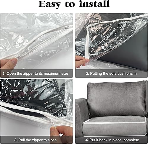 Miniatura 5 de 4 fundas de cojín de plástico para sofá, fundas impermeables de PVC transparente para sofá, funda para proteger contra arañazos y garras de gatos,