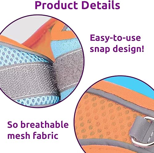 Miniatura 3 de SIMENA Arnés y correa para perros y gatos arnés de doble color para perros con bandas reflectantes arnés suave y transpirable para gatos naranja S