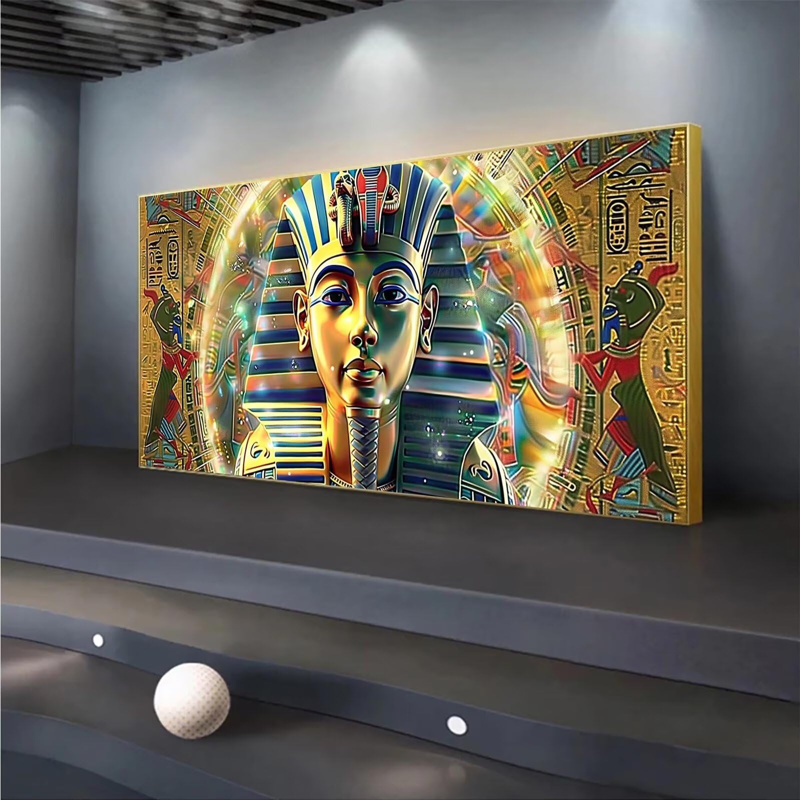 Diamond Painting Tutankhamun Diamond Art Gold Mask DIY 5D Diamond Painting Kits for Adults/Kids, Big Diamond Paintings Full Drill Diamond Dots Gem Art Crafts for Wall Art Bedroom Home Decor, 20x45In