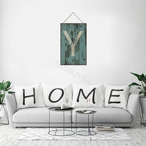 Vista 291 de Letrero colgante de madera con letra A, letrero de madera, decoración del hogar, 26 letras del alfabeto de metal, placa de madera, decoración