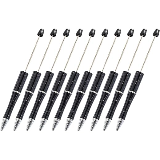 THE STYLE SUTRA 10 Pieces Creative Beadable Pens DIY Rollerball Pen for Draw Gift Exam Spare Black