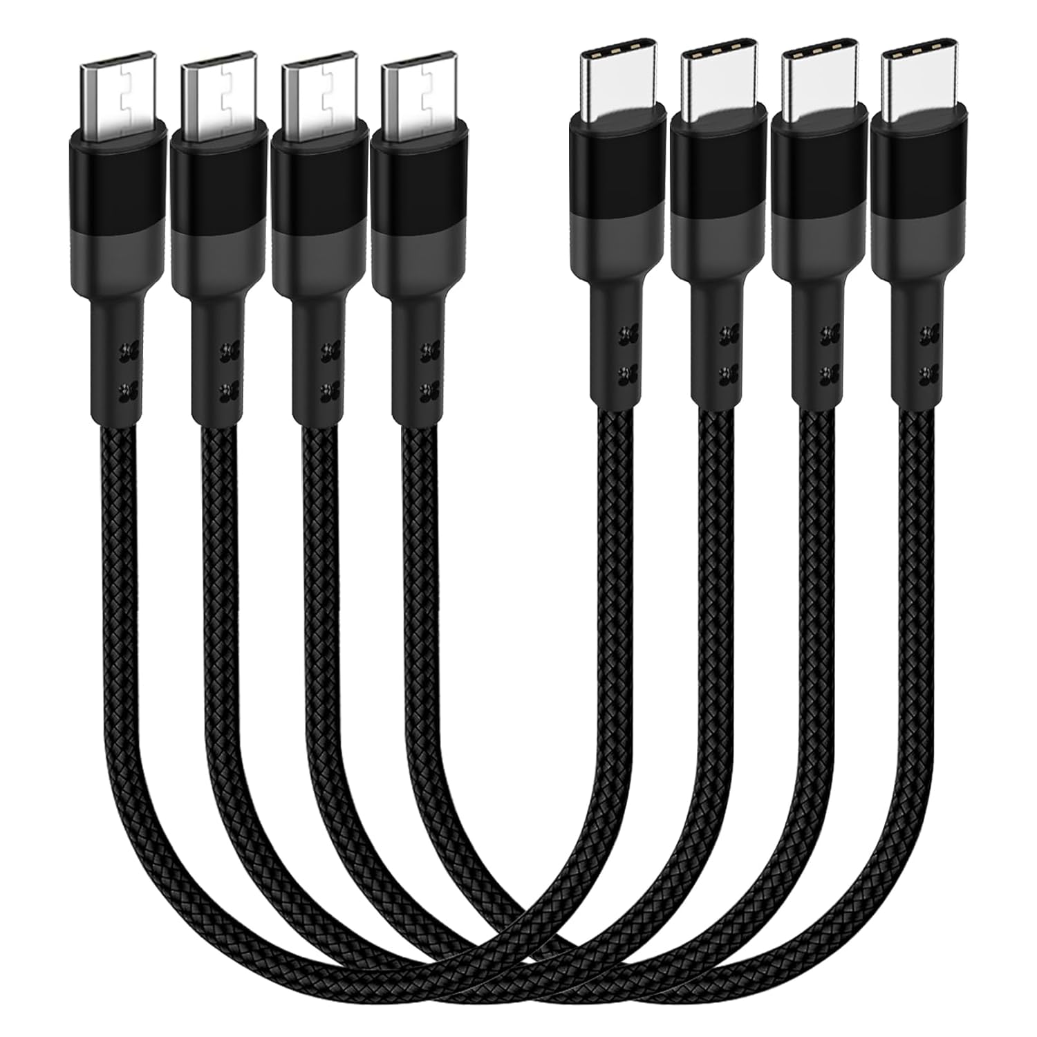 USB C to Micro USB Cable 1ft 4-Pack, SUMPK Short Micro USB to Type C Adapter Cable Braided, OTG 480Mbps Data Transfer USB C to USB Micro Compatible Galaxy S7 S6, J7, J3, MacBook Pro Air - Amazon product rated Grade B