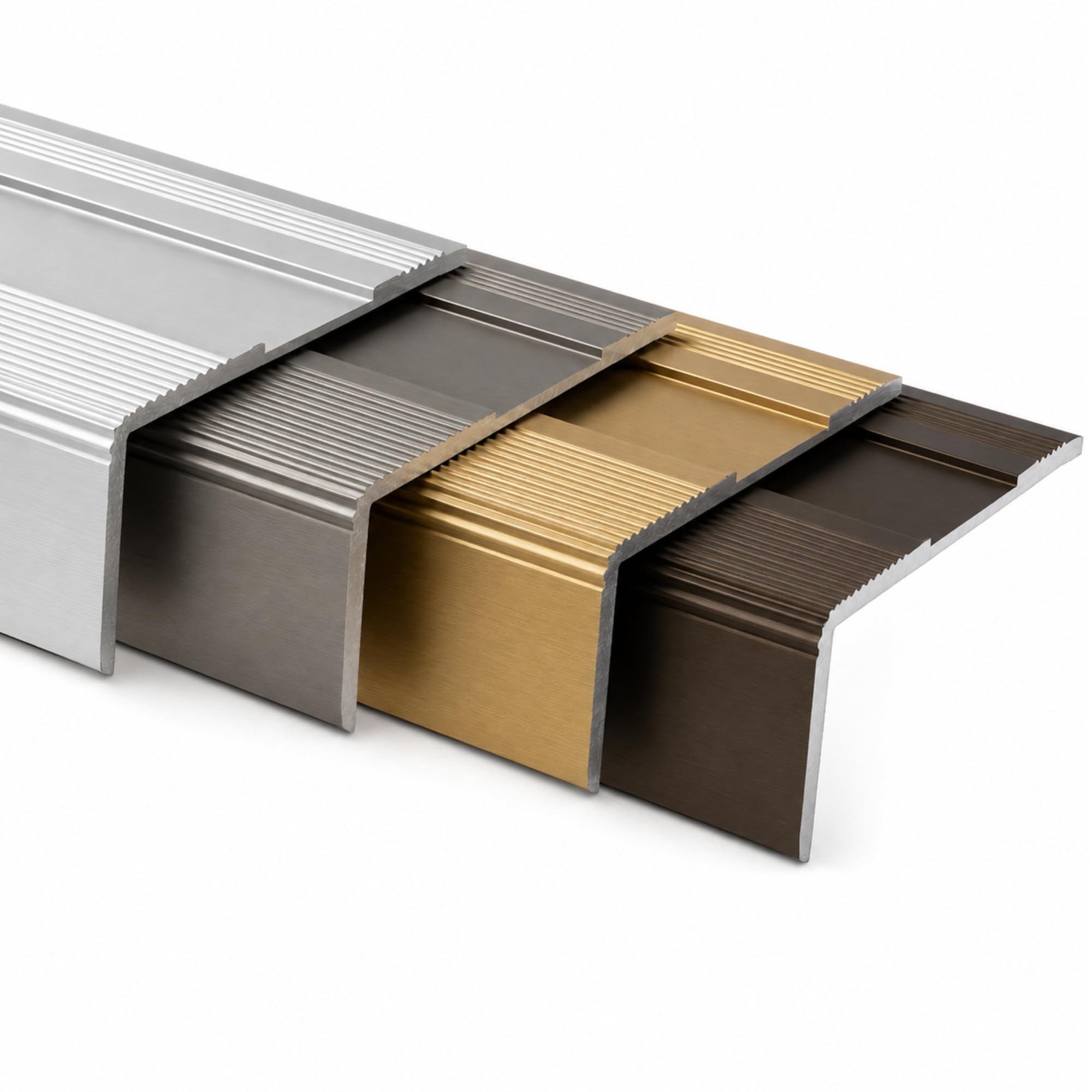 Floordirekt Stair Nosing Profile Aluminium 134 cm with Screws and Dowels Angle Profile 37 mm Width x 17 mm (Silver) Glory