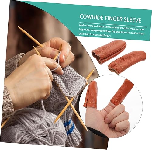 Miniatura 9 de COHEALI 10 pares de cunas de cuero para uñas, herramientas de ganchillo, guantes de tallado de madera, kits de dedales de tejer, protectores de