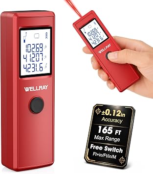 Laser Measuring Tool, 165FT/50M Laser Measure Tool with 1/16" Accuracy, IP54 Laser Distance Meters with FT/in/M Units for Area/Volume, Laser Measurement Tool for DIY Home Indoor, 2 AAA Batteries