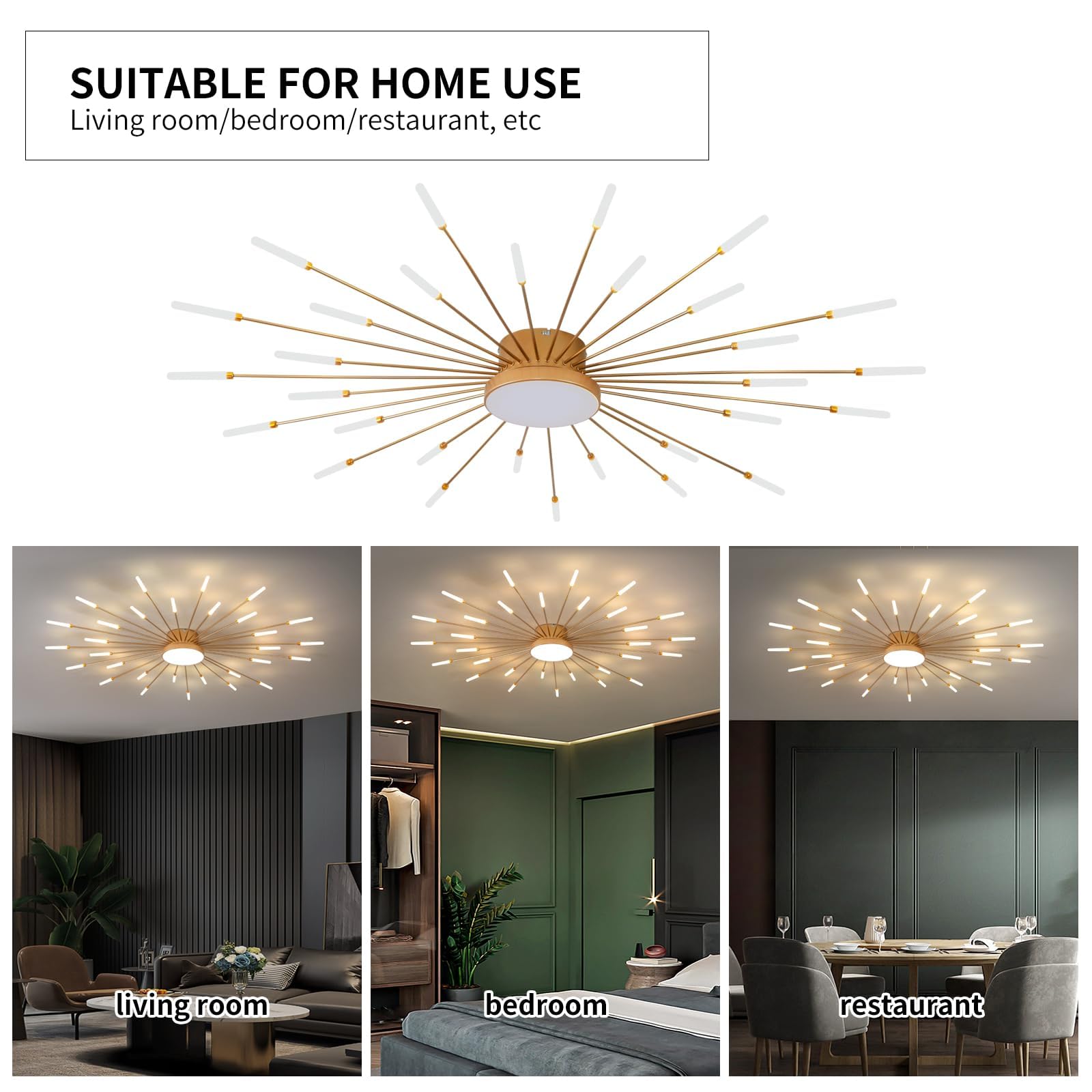 Nowoczesna lampa sufitowa LED 30+1 głowice Półwpuszczana lampa sufitowa Złoty żyrandol Oświetlenie sufitowe do sypialni Salon Kuchnia Jadalnia Restauracja