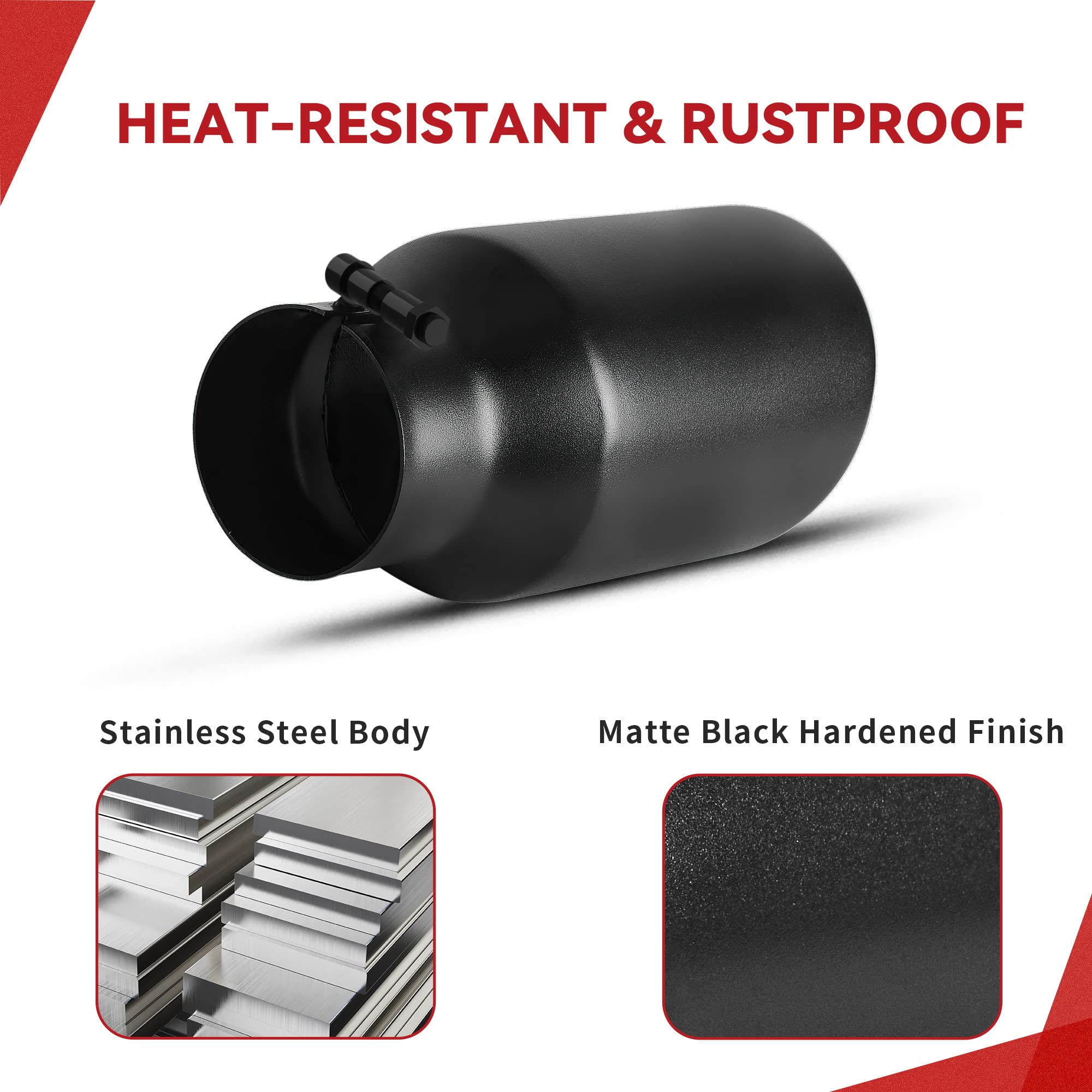 Snapklik.com : 3 Inch Inlet Exhaust Tip, 4.5" Outlet 9" Overall Length ...