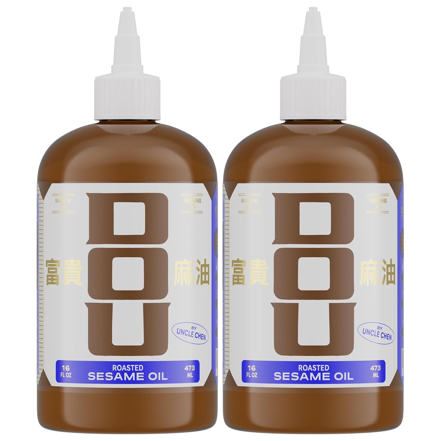 Dou by Uncle Chen Sesame Oil - Flavorful and Roasted Aromatic Oil for Cooking, Stir-Frying, and Dressing (2pack x 16oz)