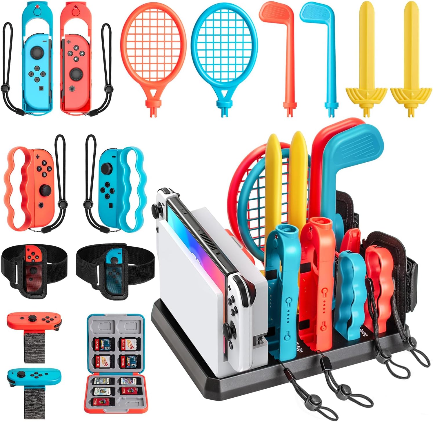 16 in 1 Nintendo Switch Accessory Set Combo, Switch Sport Gaming Accessory Organiser, Set Switch Gaming Accessory Set for Nintendo Swich /Switch OLED Family Party