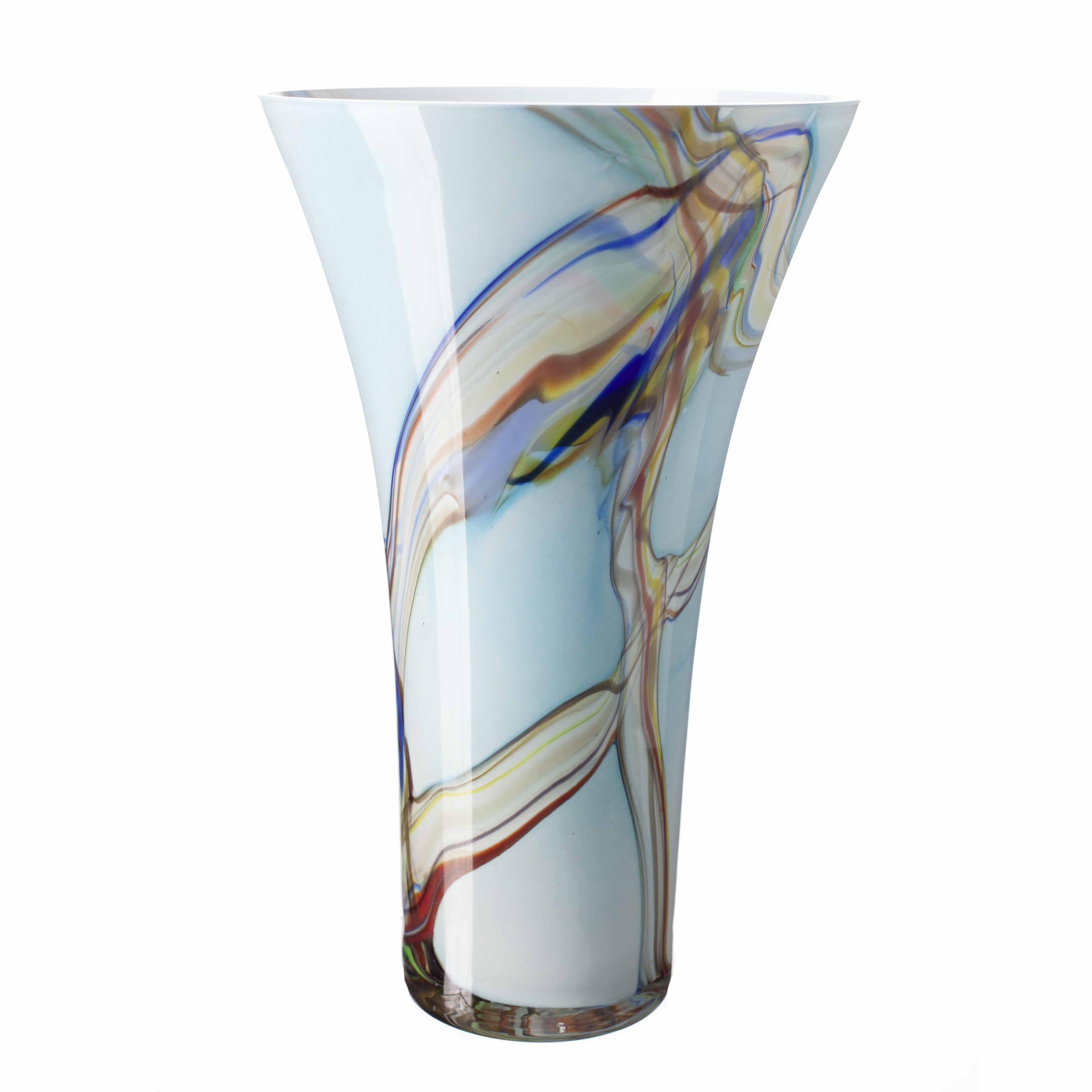Amelia Art Glass Turquoise & Multi Colour Classic Vase In Oceanic (H28cm)