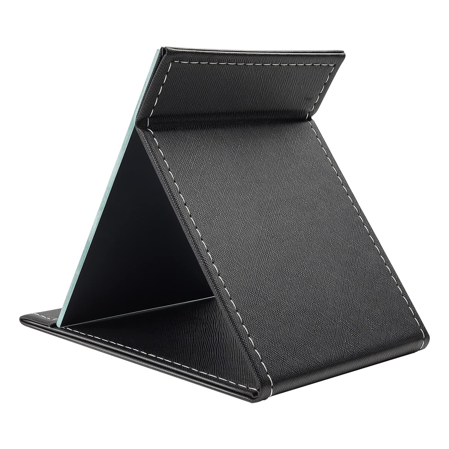 Netram Store Foldable Makeup Mirror with Leather Cover Standing Design and Super Hd Large Compact for Desk, Travel, and Daily Use (Black) 2
