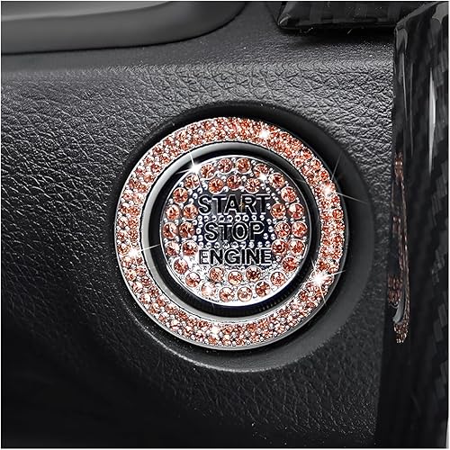 BELOMI Anillo decorativo para botón de arranque y parada del motor de automóvil, 2 unidades, calcomanías protectoras para botón de arranque con