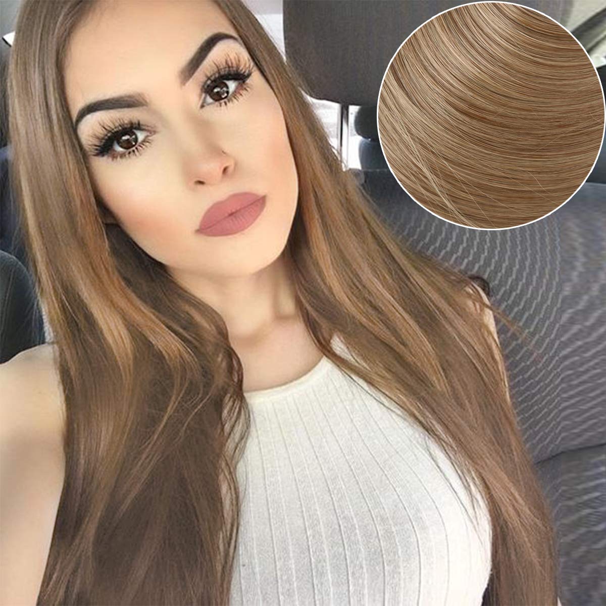 SARLA 24" Straight 1Pc 3/4 Full Head Clip In Hair Extension Synthetic Hair Extensions Japan Heat Resistant Fiber 50 Colors Available 666(12/24#)