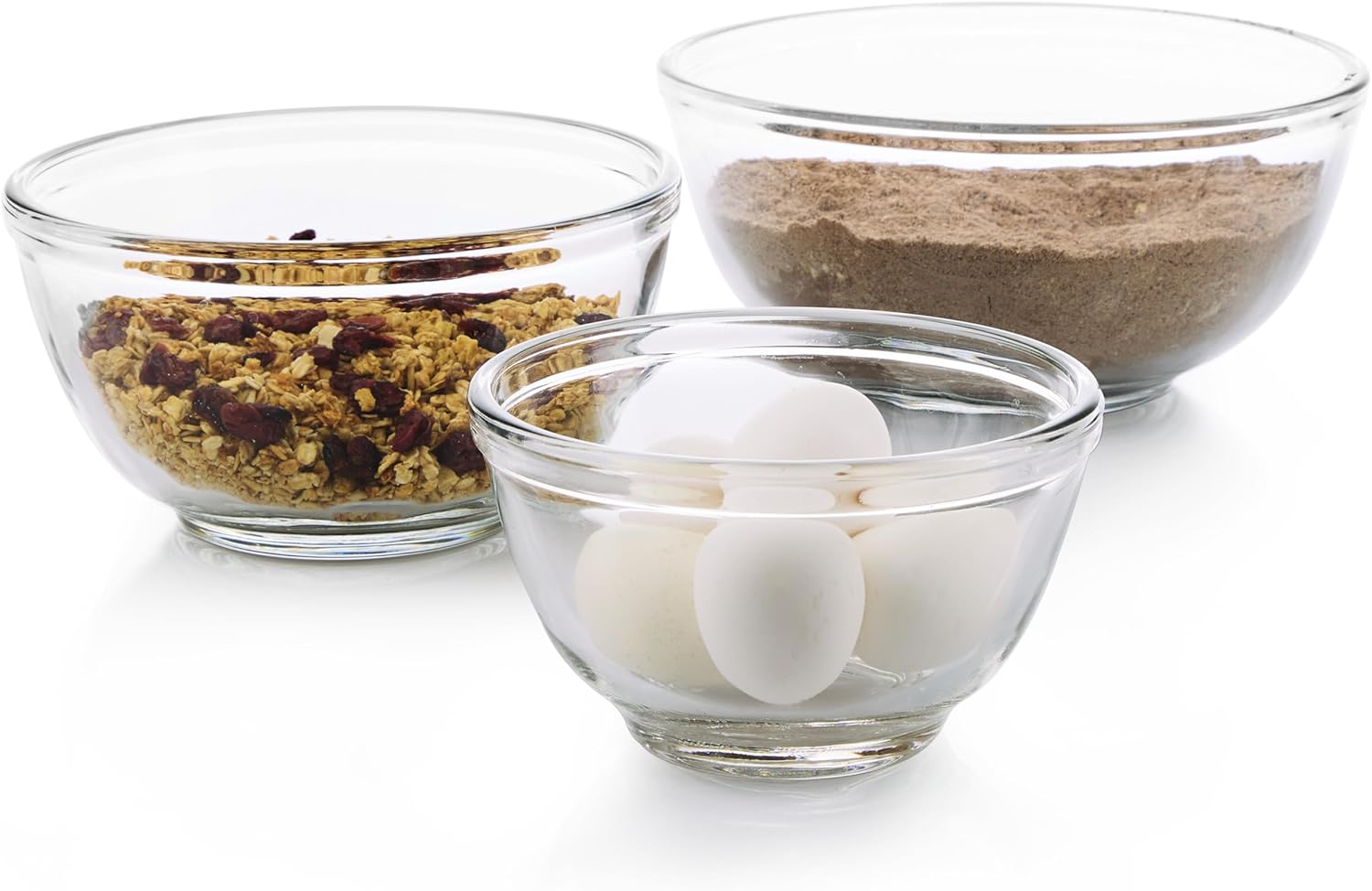Libbey Baker's Basics 3 Piece Glass Mixing Bowl Set, Multi Size