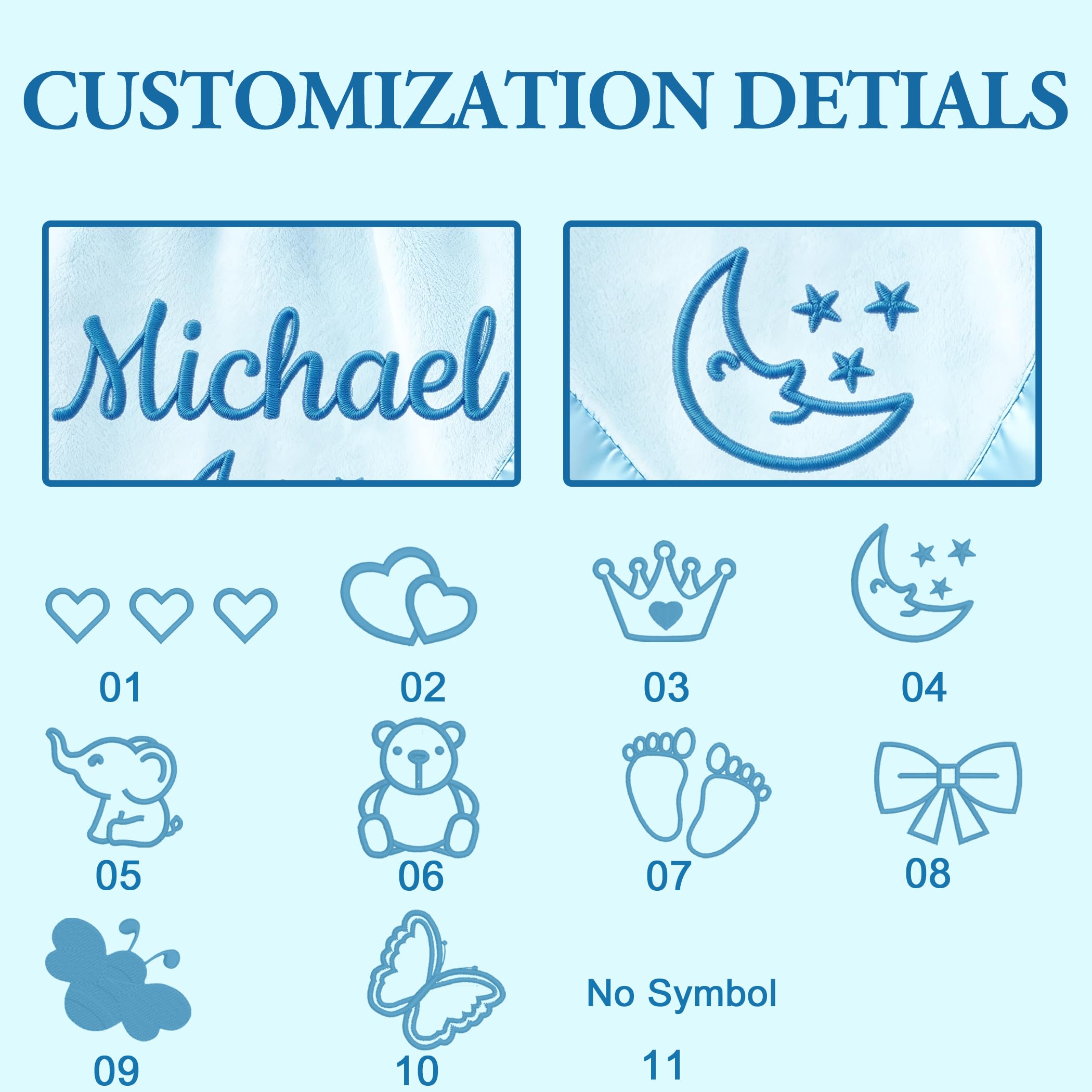 Personalized Baby Blanket with Embroidered Name,Custom Baby Receiving Blankets Soft Fleece Toddler Blanket for Newborn Baby Boy Shower Gifts -36" x 36" - 3