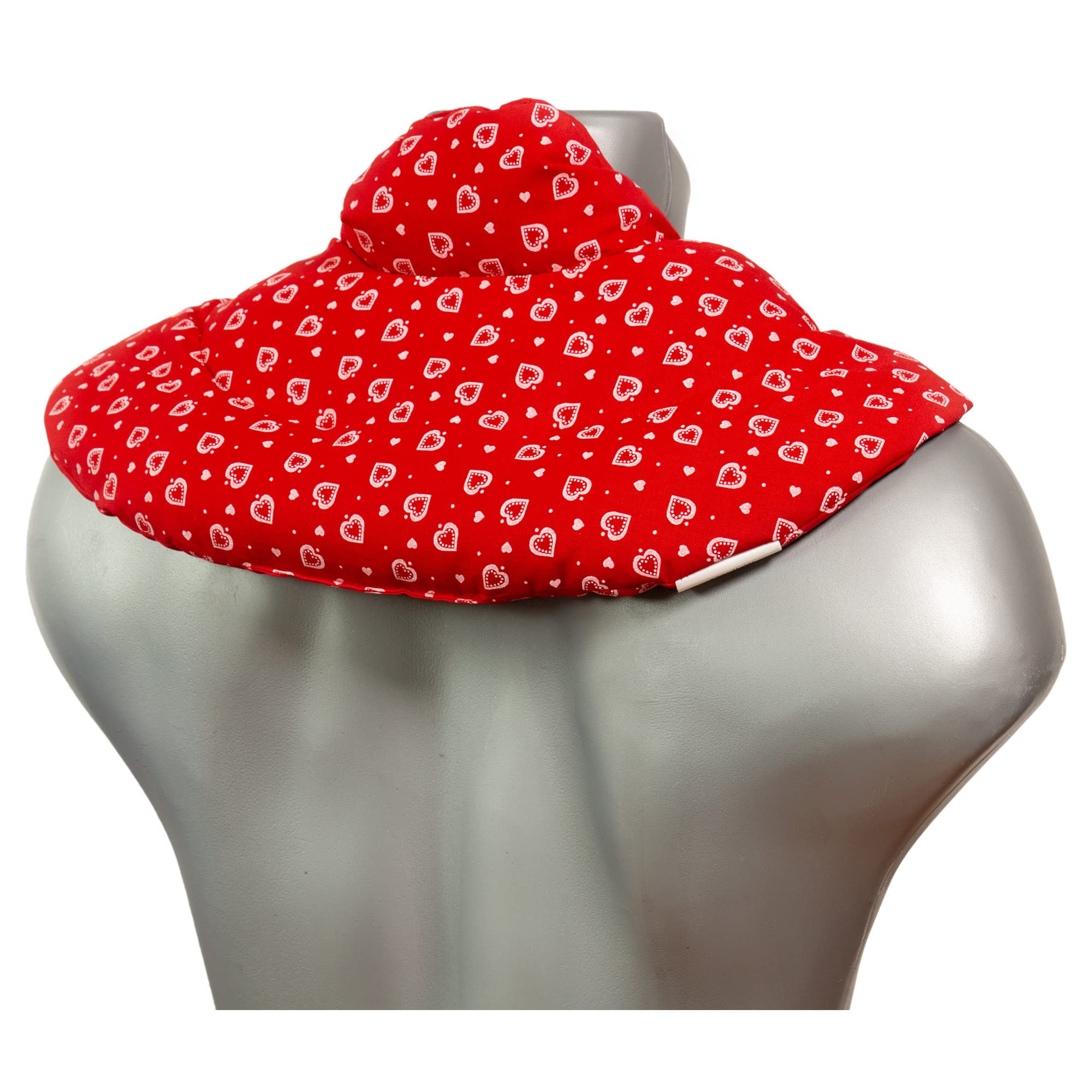 Cojín cervical con cuello alto, diseño de corazones, color rojo y lavanda