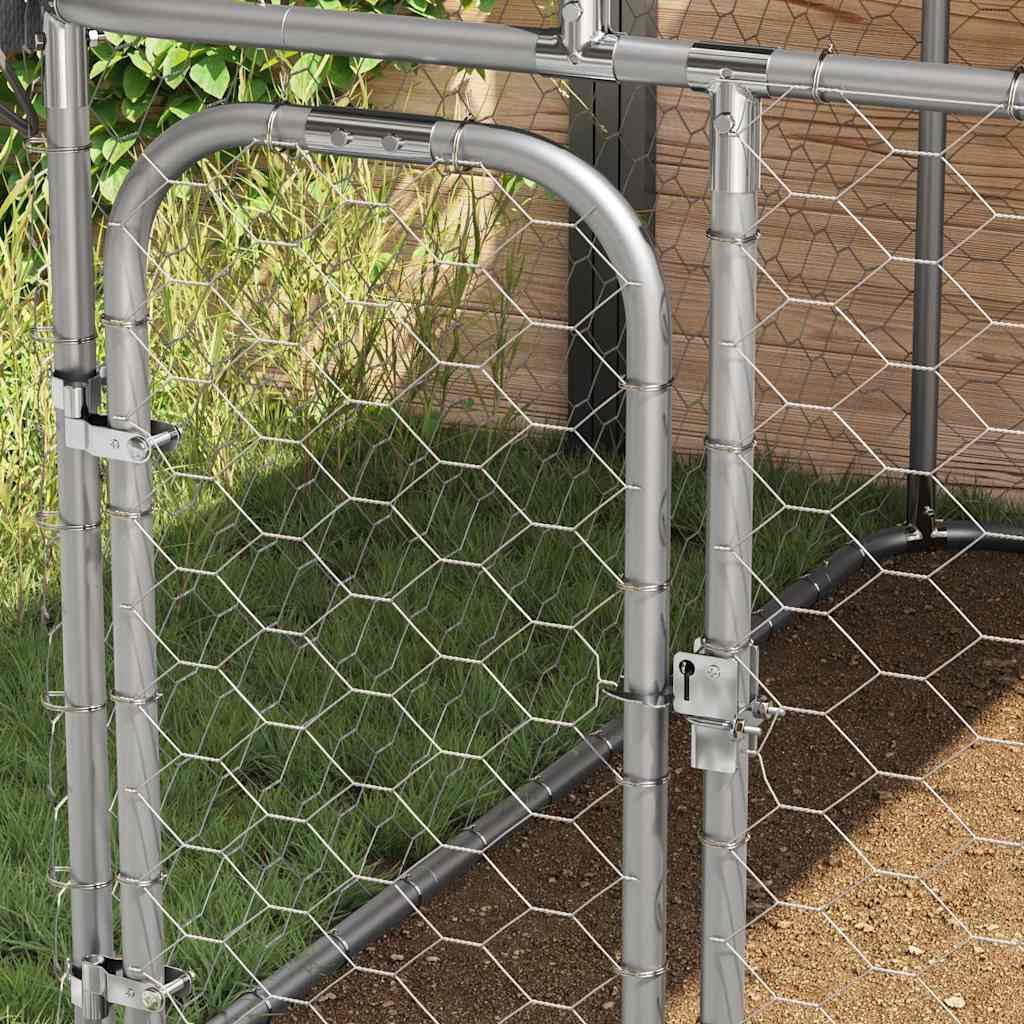 Cuccia per cani da esterno con tetto 100 x 100 x 150 cm, grande gabbia in acciaio zincato per cani, rete metallica a 4 lati per ventilazione e sicurezza, costruzione robusta