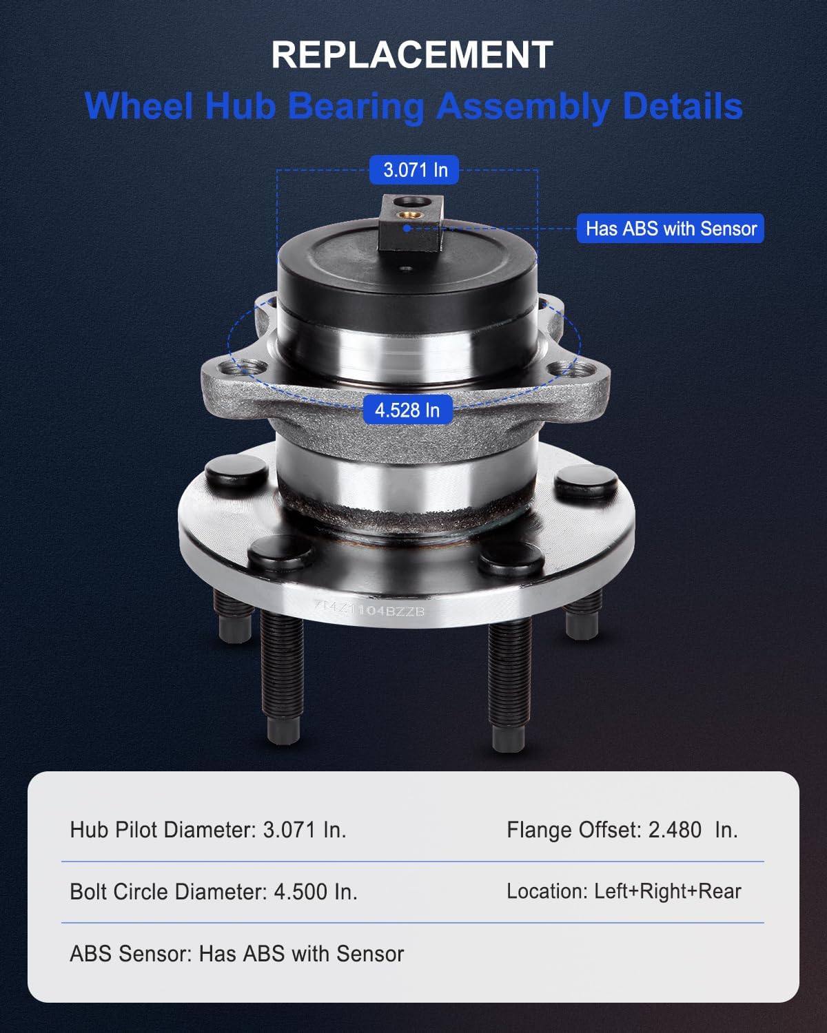 ECCPP Wheel Hub Bearing Assembly New Premium Bearing and Hub Assembly Rear 5 Lugs w/ABS for Ford Lincoln 2007-2009 Compatible with 512334 2pcs