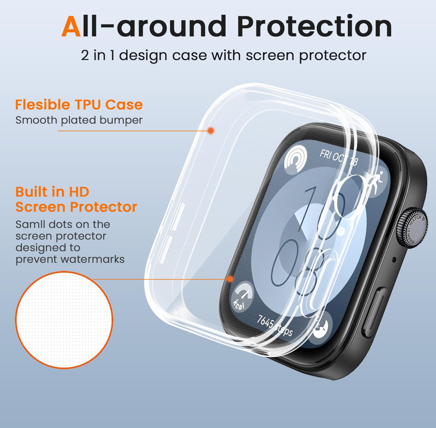 ivoler 3 sztuki etui z osłoną ekranu do Huawei Watch Fit 3, pełne etui ochronne z miękkiego TPU cienkie, odporne na wstrząsy etui odporne na zarysowania (2 przezroczyste 1 czarne)
