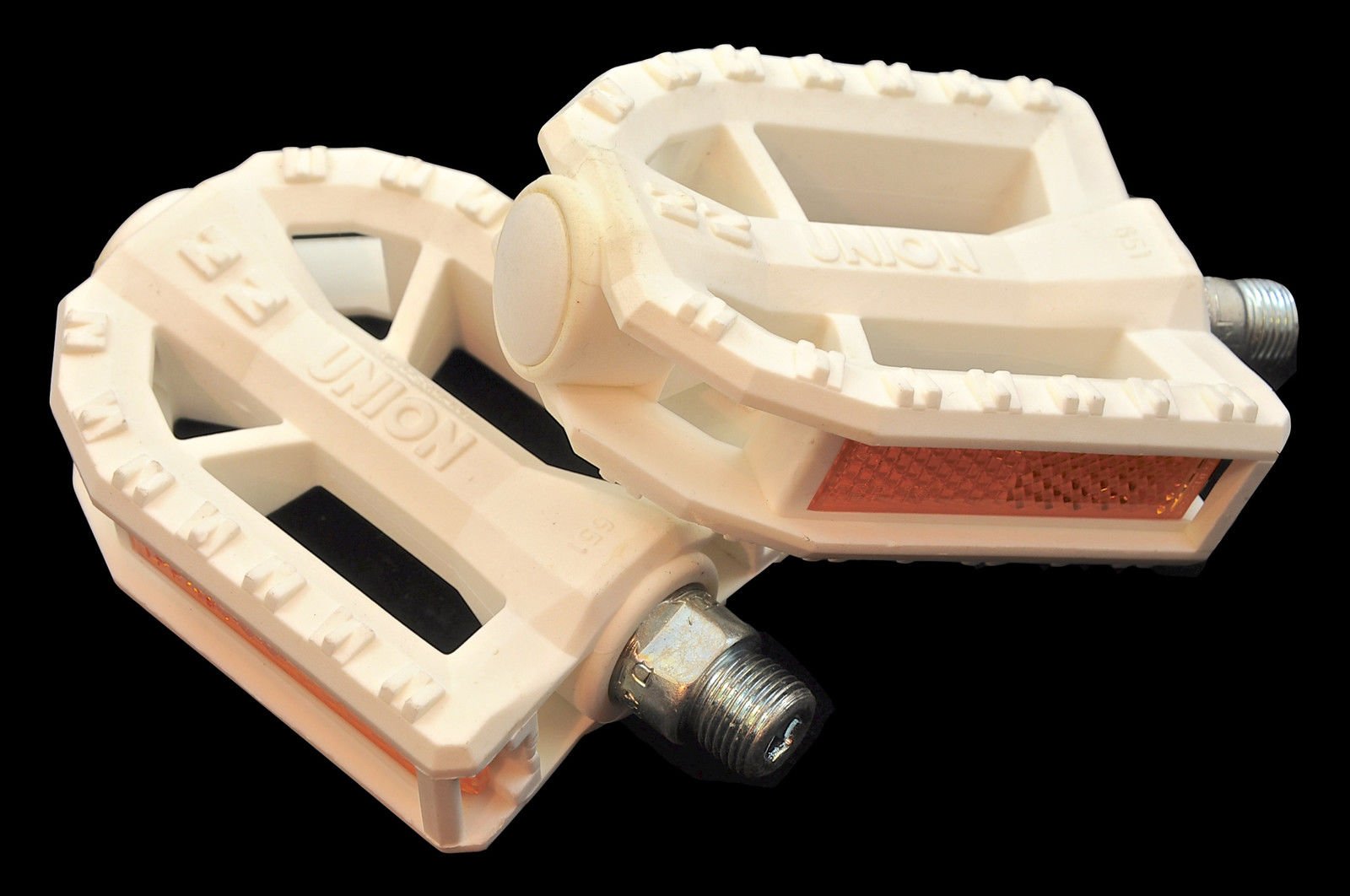 WHITE UNION 9/16” RESIN ROUNDED PEDALS IDEAL FOR LADIES CYCLES & 24" WHEELS