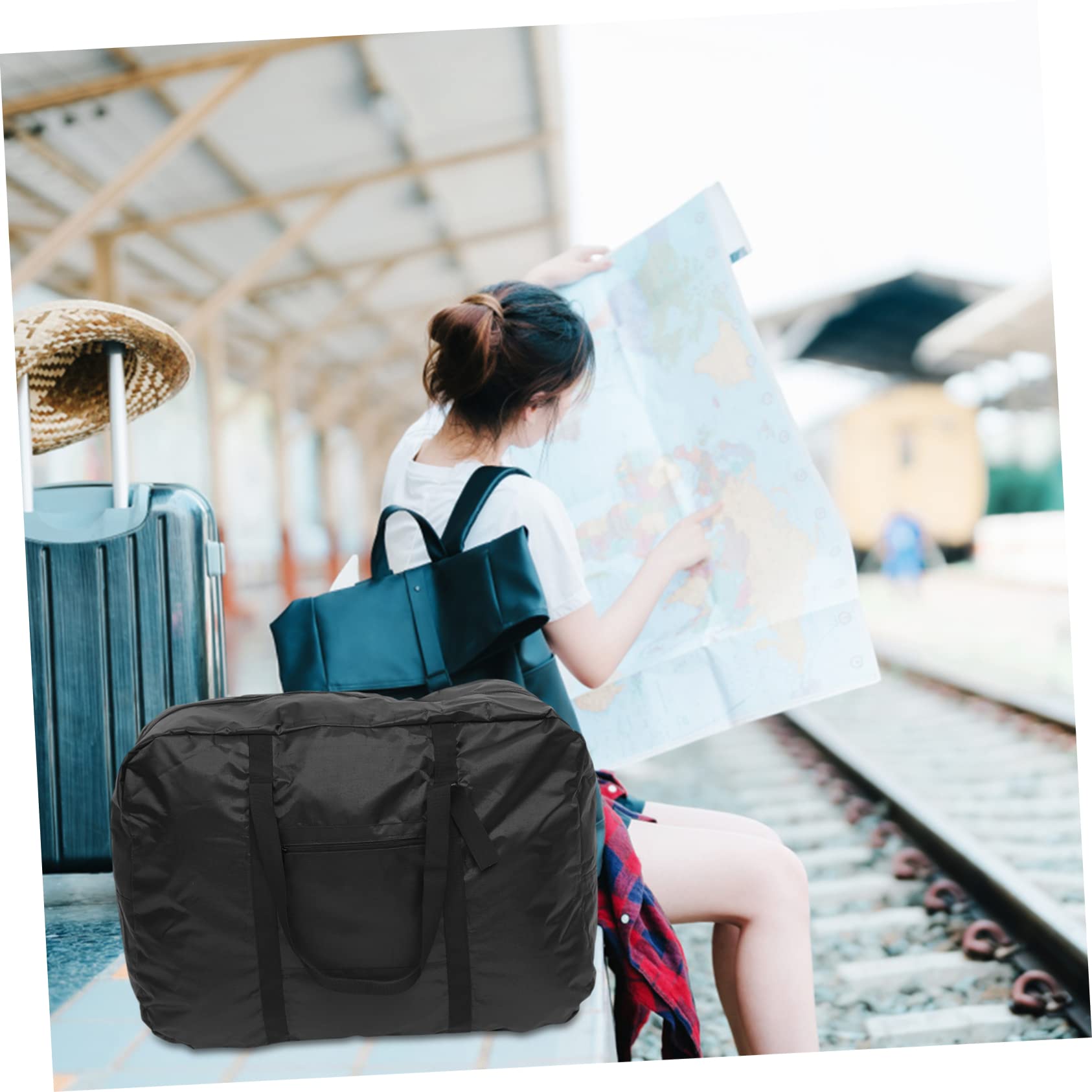 TOYANDONA Borsa Trasporto Bici Pieghevole Nera in Nailon, Grande capacità