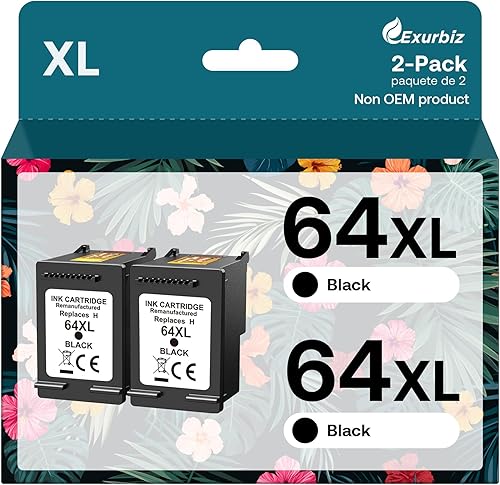 64XL - Cartuchos de tinta negros compatibles con HP 64 XL, funciona con HP Envy Photo 7855 7858 7155 6255 6252 7100 7800, impresora HP Envy Inspire