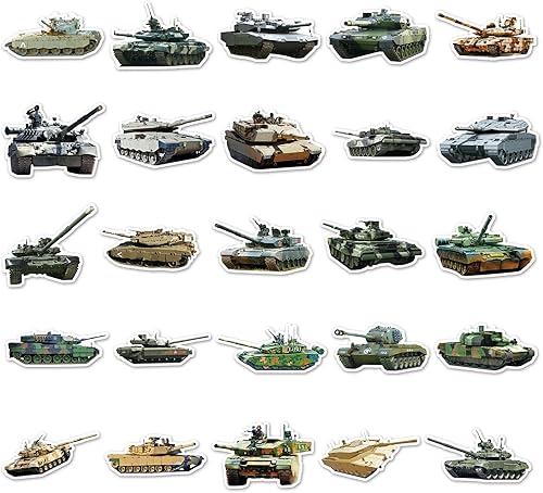 Miniatura 2 de Paquete de 50 calcomanías militares para niños, vinilo impermeable, calcomanías de tanque para botellas de agua, patineta, laptop, equipaje,